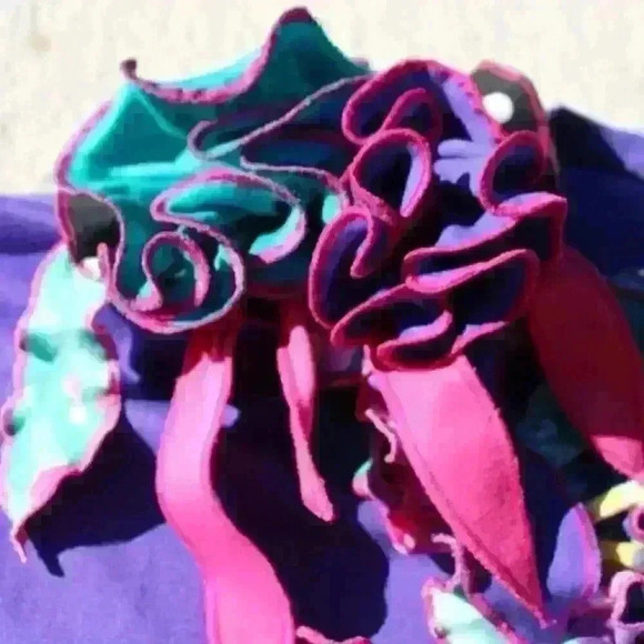 VINTAGE CALLANETICS 80s Confetti Shoulder Sweater Mini Dress Women Large - Picture 6 of 10